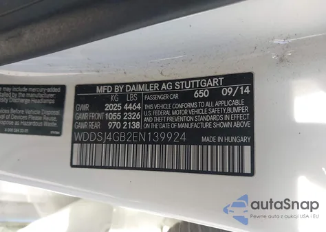 2014 Mercedes-Benz Cla 250 4Matic z USA, uszkodzony, nr VIN WDDSJ4GB2EN139924